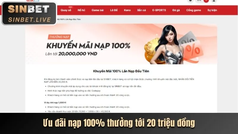Tiền thưởng chào mừng khi tải 6ff18